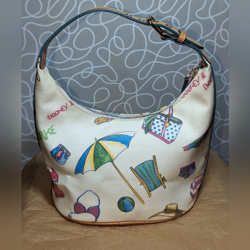 Dooney & Bourke Y2K Beach Small Bucket Bag W/ Rainbow Zipper EUC - Picture 2 of 14